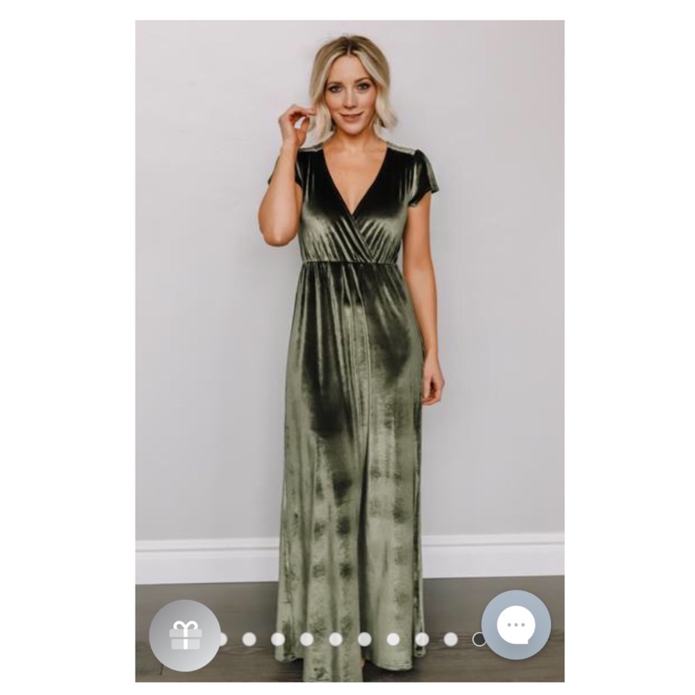 Baltic Børn “Liza” Olive Velvet Maxi Dress